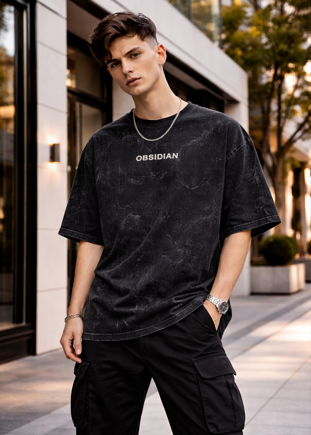 Obsidian Unisex Acid Oversized Tee